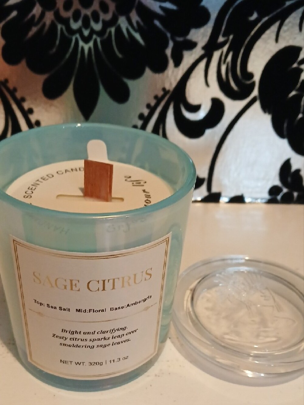Sage Citrus Wooden Wick Candle W/ Gift Box - Picture 3 of 4